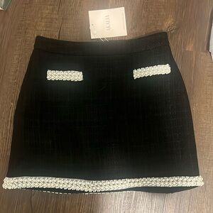 Black tweed/boucle pearl skirt Size 4